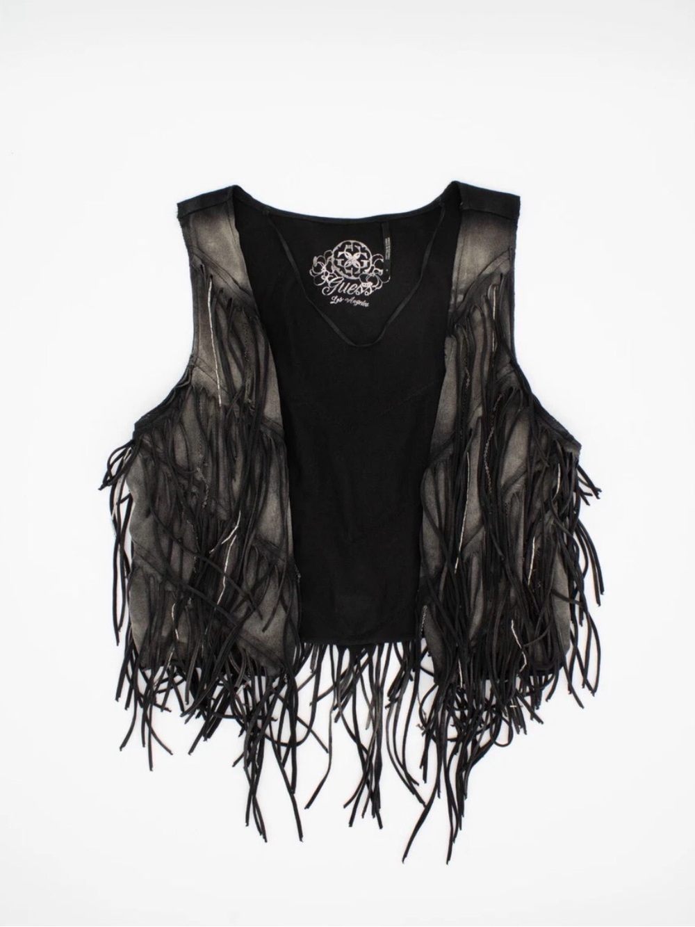 Guess Black Fringe Sleeveless Vest